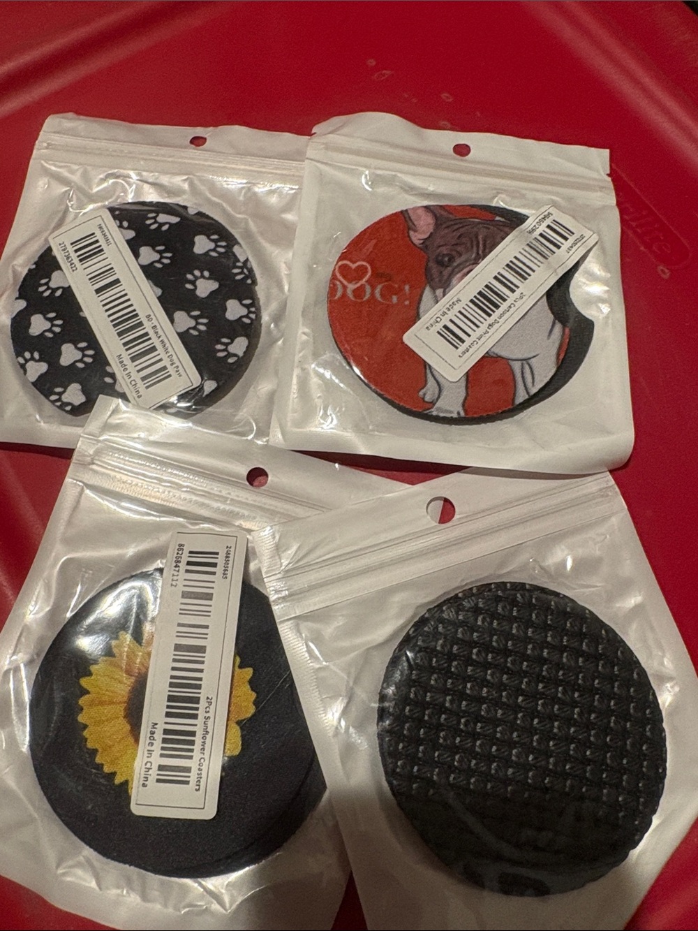 Universal Black/Red/Orange/Yellow/White car Coasters - Multi-Design